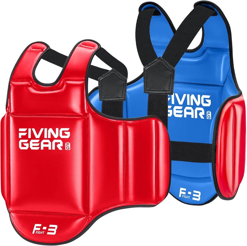 FIVING Boxing Body Protector Reversible, MMA Muay Thai Chest Guard, Sparring Training Heavy Punching Shield, Martial Arts Upper Belly Protection Pad, Taekwondo Vest - Image 1